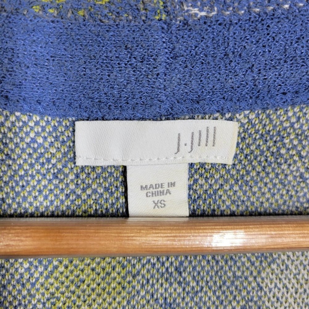 J. Jill Patchwork Mixed Pattern Blue Knit Cardgia… - image 3